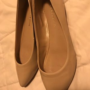 Beige patent leather flats